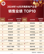 1-6月济南房企TOP10销售金额